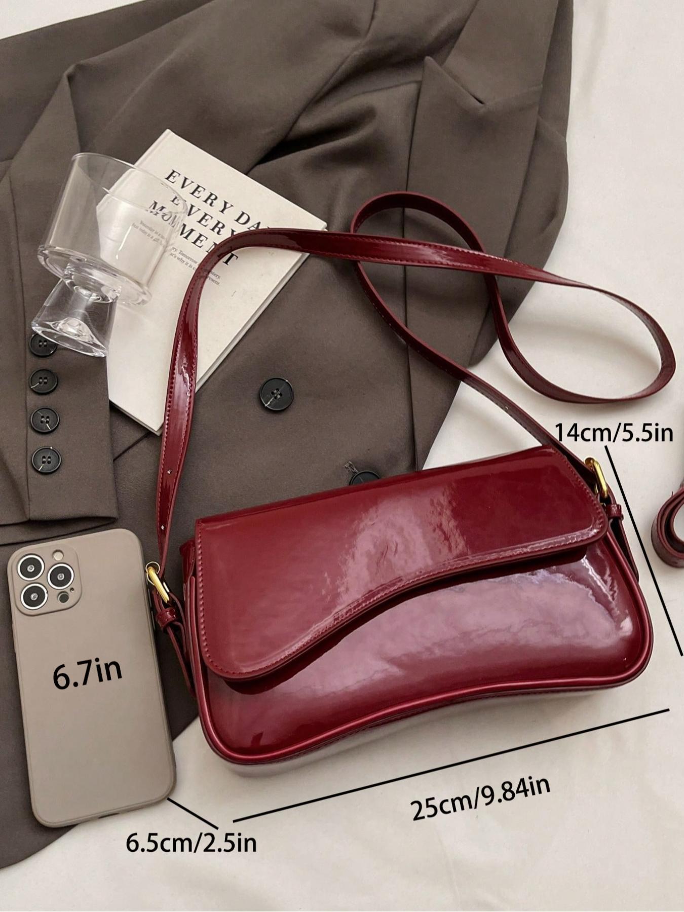 Women's Solid Color Shoulder Bag, Fashionable PU Leather Crossbody Bag for Daily Used, Casual Trendy Versatile High-quality Daily Commuting Bag