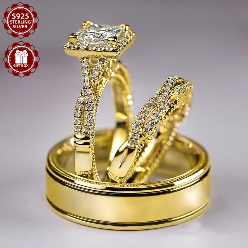 New S925 Sterling Silver 3pcs/set Moissanite Ladies' Luxurious, Fashionable, Elegant,-end Retro Ladies' Engagement And Suitable for Weddings, Birthdays, Daily Christmas, Carnival, Including Gift Box, Daily Wear, Elegant Design, Fashionable Rings, Durable