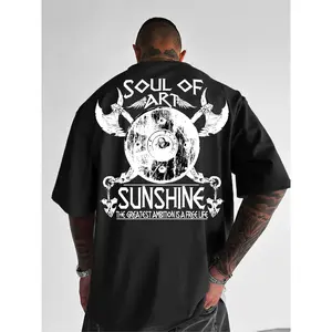 Men'S Y2K Graphic T-Shirt - Featuring an Artistic Viking Shield And Design, Made from Breathable Stretchy Fabric, This Loose-Fitting Casual Summer Top Is Machine Washable And Suitable for Outdoor And Everyday Wear, Plus Size