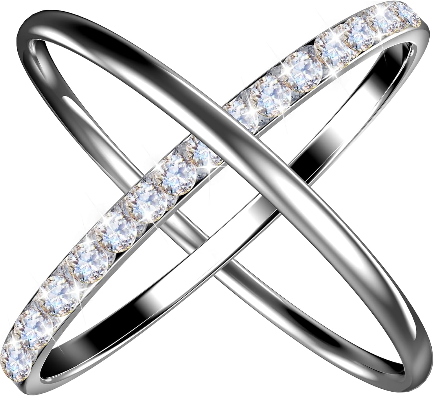 2 Pack 14K Gold Plated Stackable Rings , Cubic Zirconia Simulated Diamond Stacking Rings Eternity Bands for Smart Ring 2 Pack 14K Gold Plated Stackable Rings , Cubic Zirconia Simulated Diamond Stacking Rings Eternity Bands for Smart Ring