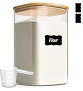 THE WELL KEPT 1.2 Gallon Wide Mouth Flour Sugar Storage Containers 2 Pcs, 4.6 Qt Glass Storage Containers with Lids, Large Pantry Glass Jar with Lid, Big Jars for Rice, Flour, Sugar, Cereal, Cookie, Coffee Kitchen Utensils