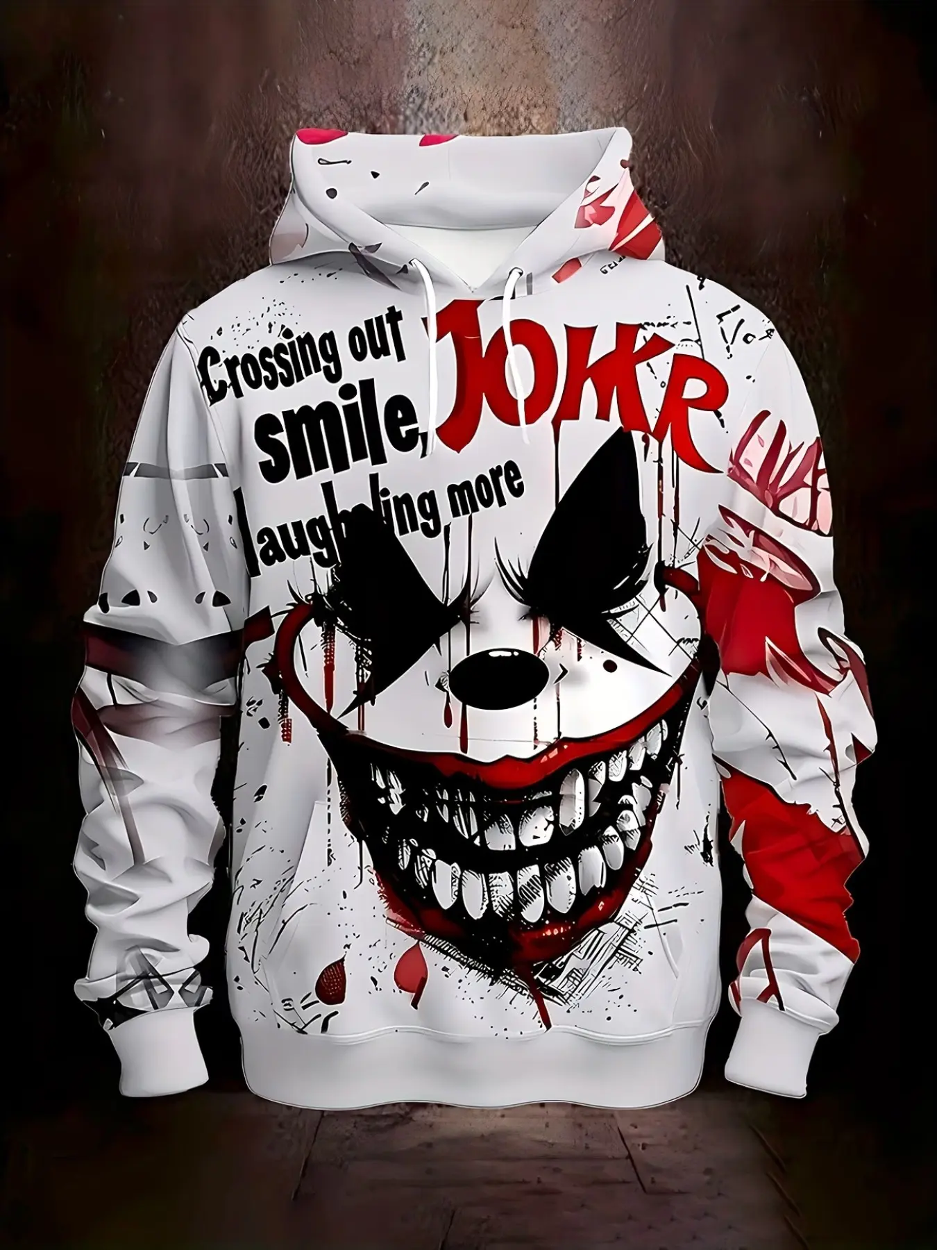 Men's Clown 3D Print Hoodie, Casual Sporty Outdoor Pullover, Drawstring Pockets, Regular Fit, Spring Autumn Winter Streetwear