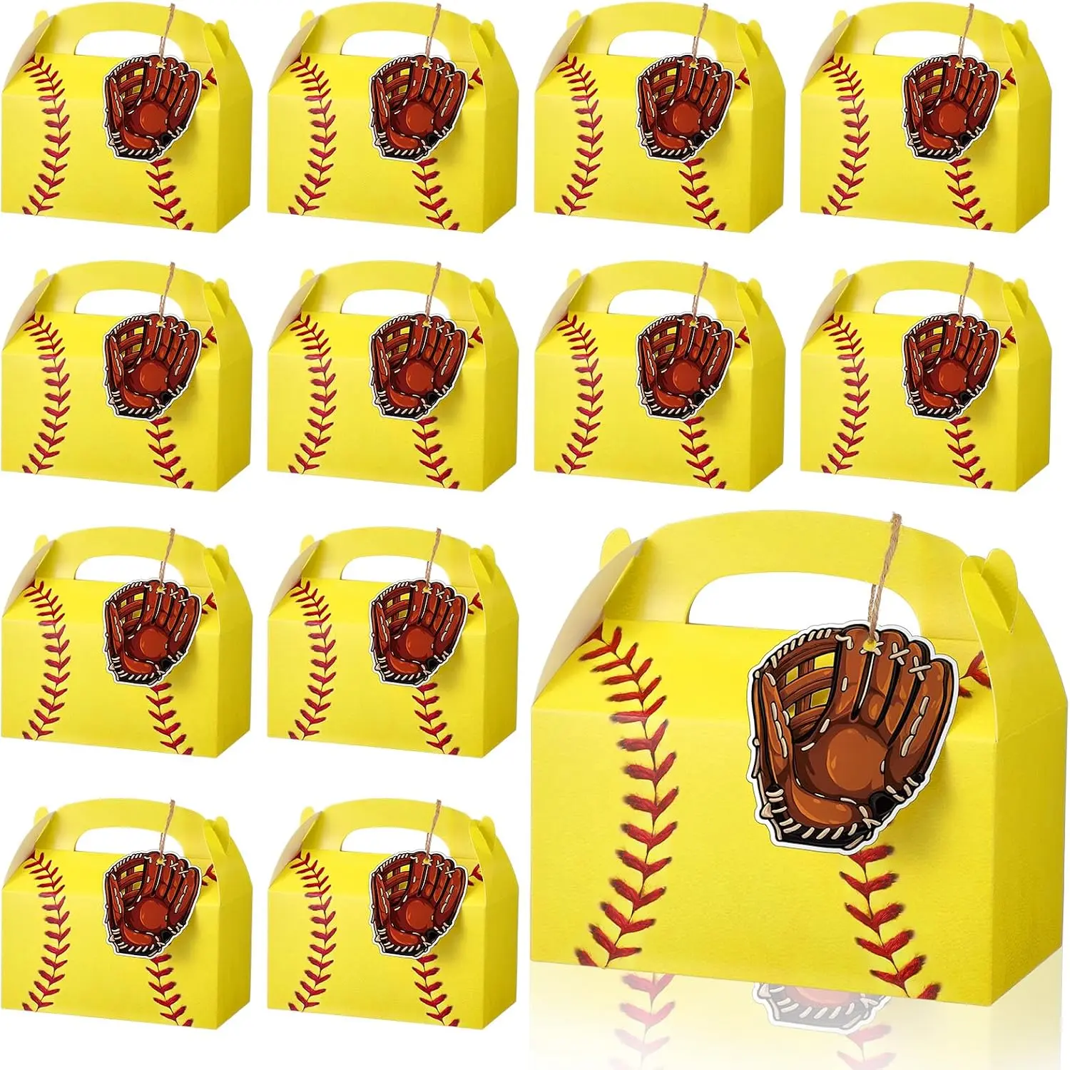24 Set Softball Party   Box with Gloves Shaped Cards  Softball Snack Goodie Favor Box for End of  Gifts Team  Birthday Party Supplies