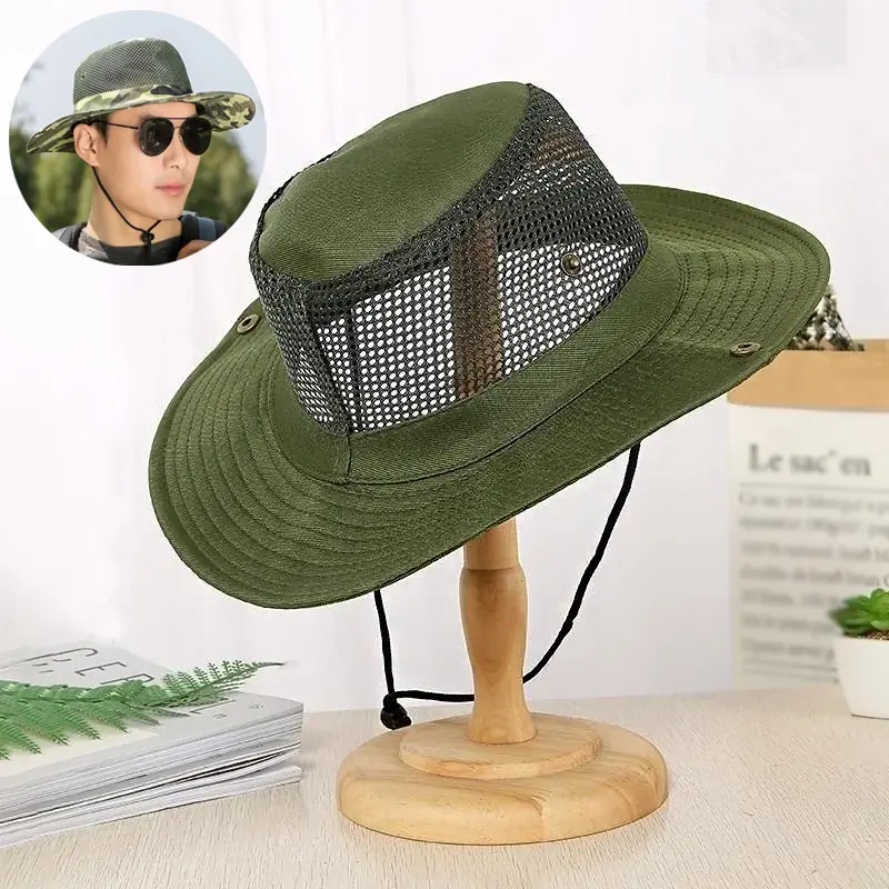 Multiple Styles Outdoor Beach Sun Shade Breathable Bucket Hat Male Summer Fishing Caps Trekking Collapsible Mesh Fisherman Cap