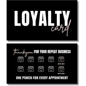 Facial Loyalty Card, 10-Punch  System, 55 cards, full color high gloss front and  (Black)