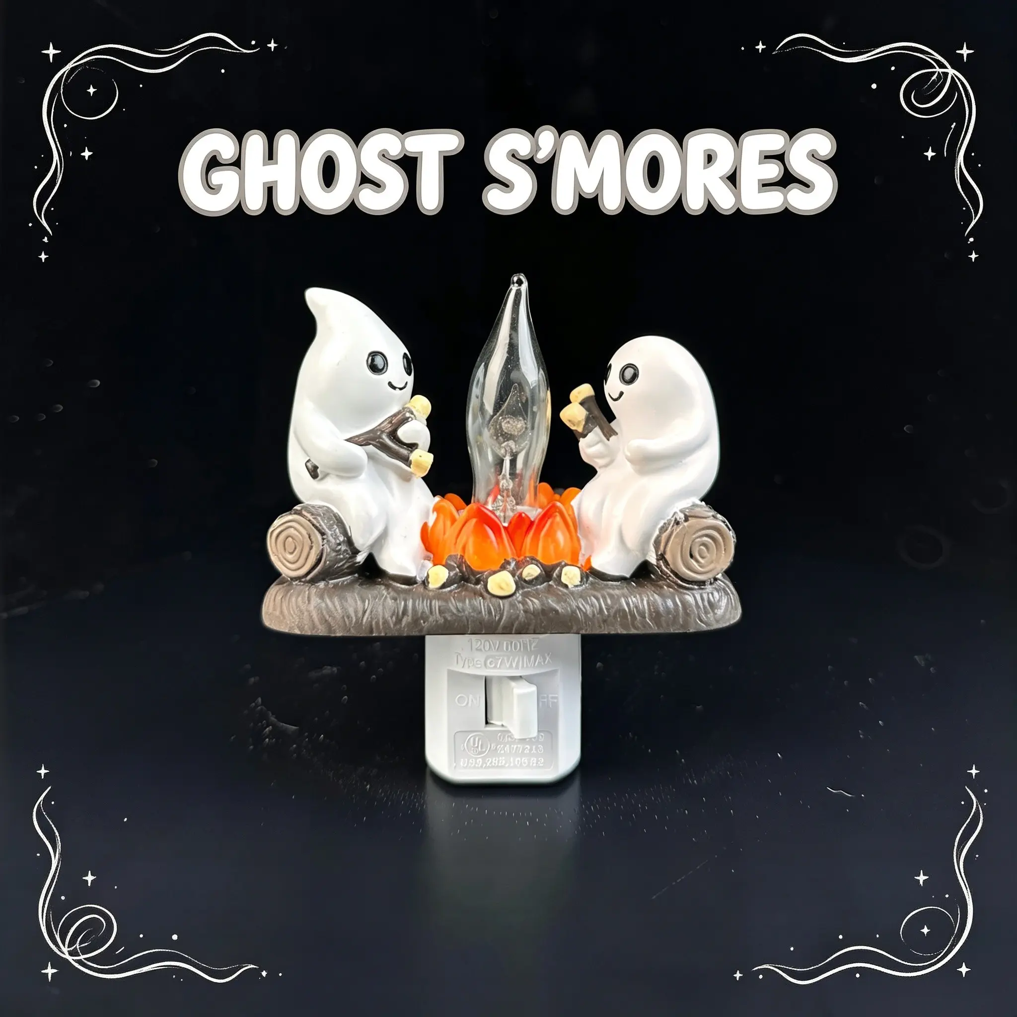 Ghost Fire Pit Flashing Night Light, Halloween Party Decoration, Plug-In Realistic Campfire Night Light, Horror Spooky Cotton Candy Fire Pit, Halloween Gift, Party Lighting Decoration