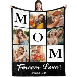 Custom Blanket with Your Photos, Personalized Mom Dad Couple Best Friend Sister Blankets with Pictures, Customized Wedding Blanket Gifts for Mothers Fathers Valentines Anniversary Birthday