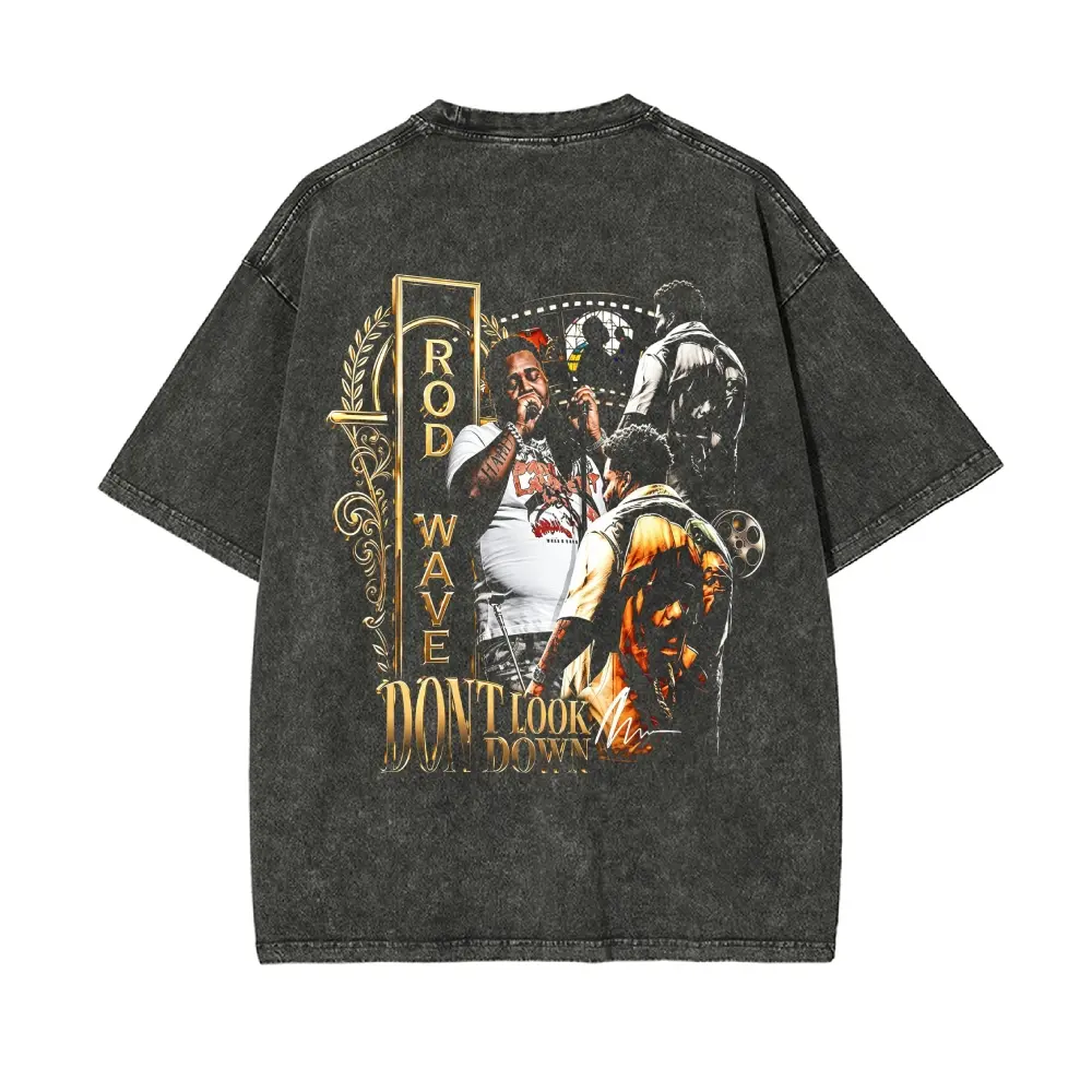Rod Wave Don't Look Down Tour Vintage Washed T-Shirt, Double Sided Rap Graphic Tee, Hip Hop Concert Shirt, Streetwear Oversized Unisex Tee, Music Fan Gift, RodWave, DontLookDown, RodWaveTour, HipHop, RapMusic, HipHopCulture, RetroTee everyday tshirt