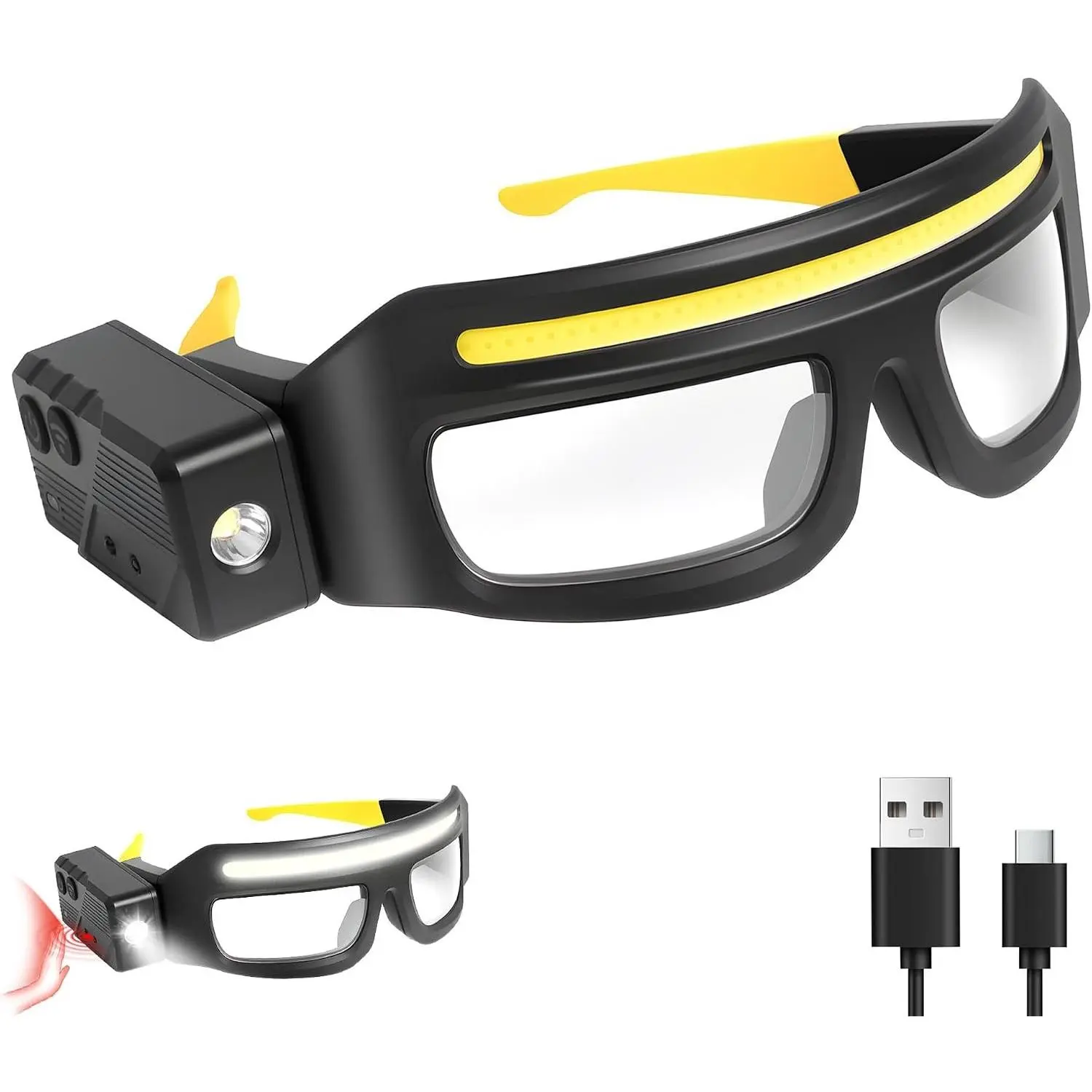 Hands-Free Clip-On Headlight, USB-C Rechargeable Light for Glasses with Motion Sensor, 800 Lumen COB LED, 5-Mode Water Proof Lamp for Camping Adventure & Mechanics