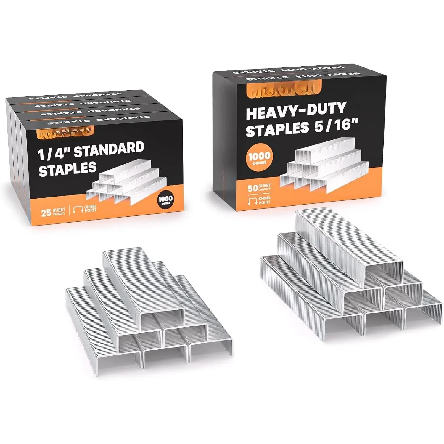 , 6000 Count  Set, 4000 1/4" + 2000 5/16", Standard Office  for Desktop Staplers, 6 Pack