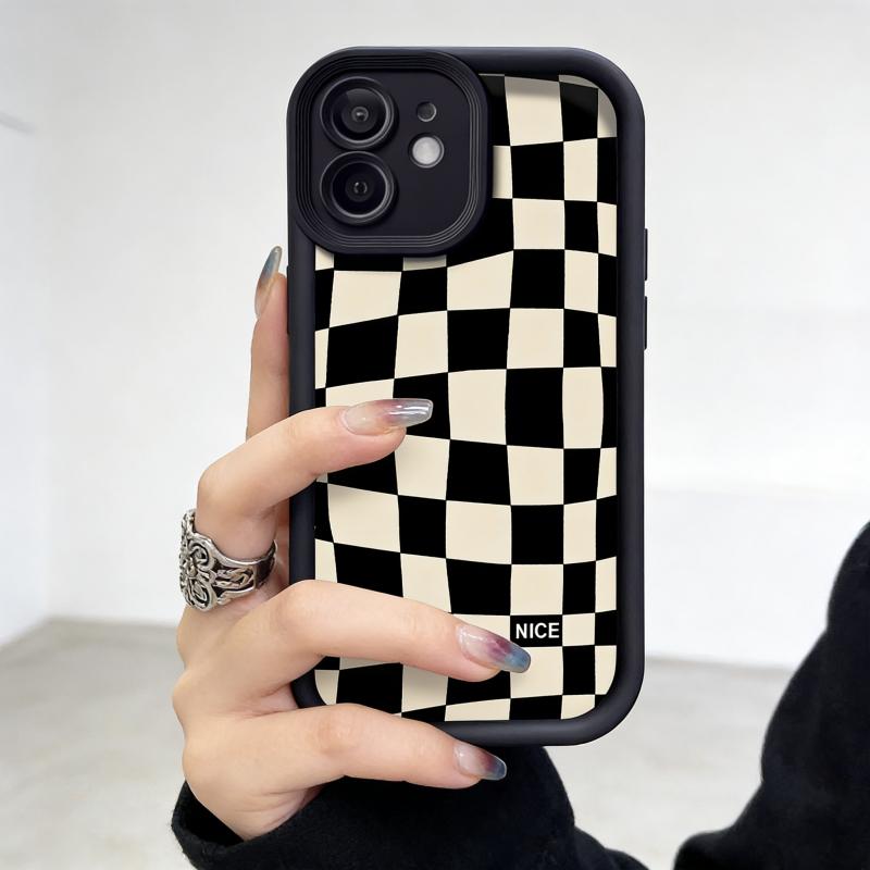 Checkerboard Pattern Phone Case, Anti-drop Cellphone Protective Case, Total Protective Shockproof Mobile Phone Cover for iPhone 17/XS/XR/Mini/16E/16/15/14/13/12/11/Plus/Pro Max