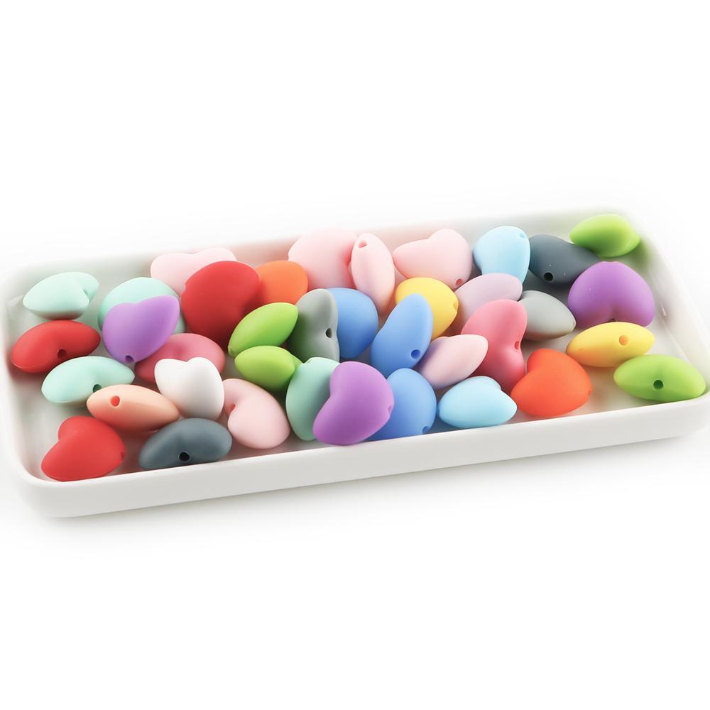Random Color Silicone Heart Shaped Beads, 30pcs/set Bead Assortment DIY Beads for DIY Handmade Pen, Keychain Pendant, DIY Accessories for Jewelry Making