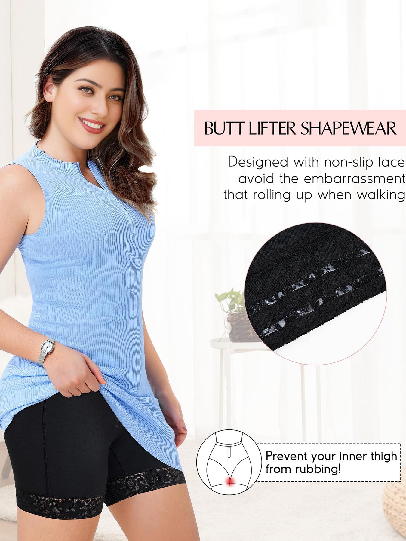Women's High Waist Lace Trim Shapewear Shorts, Tummy Control Butt Lifting Shapewear Bottoms, High Stretch Shaper for Daily Wear