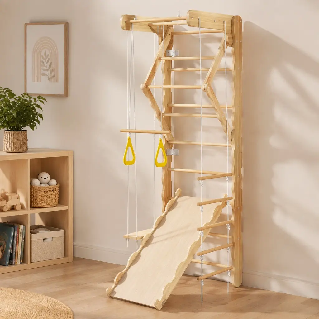 Natural Wood Foldable Pikler Triangle Toddler Climbing Gym Set - ARCH Design, Indoor Ladder, Encourages Creativity, Fosters Independence, Supports Learning, 100 lb Capacity Kids Indoor Climber Furniture