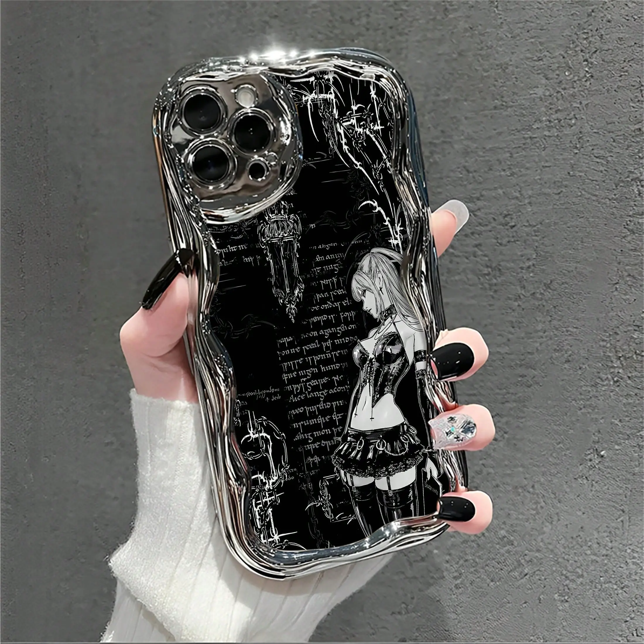 Stylish Anime Girl Gothic Phone Case with Card Slot, Compatible with Various Mobile Phone Models