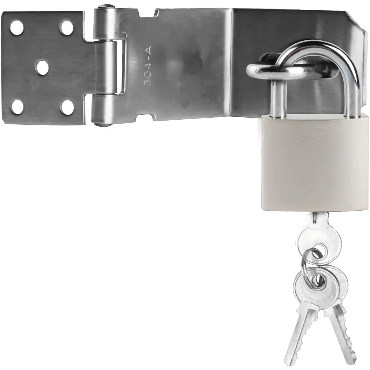 1 Set Sliver 90  5 Inch Stainless Steel Padlock Hasp 304 Stainless | Door Hasp Latch Locks,Padlock Latch Gate Door Locks Hasp Latches,Heavy Duty Hasp Lock Latch with Lock Key for Cabinet& screw