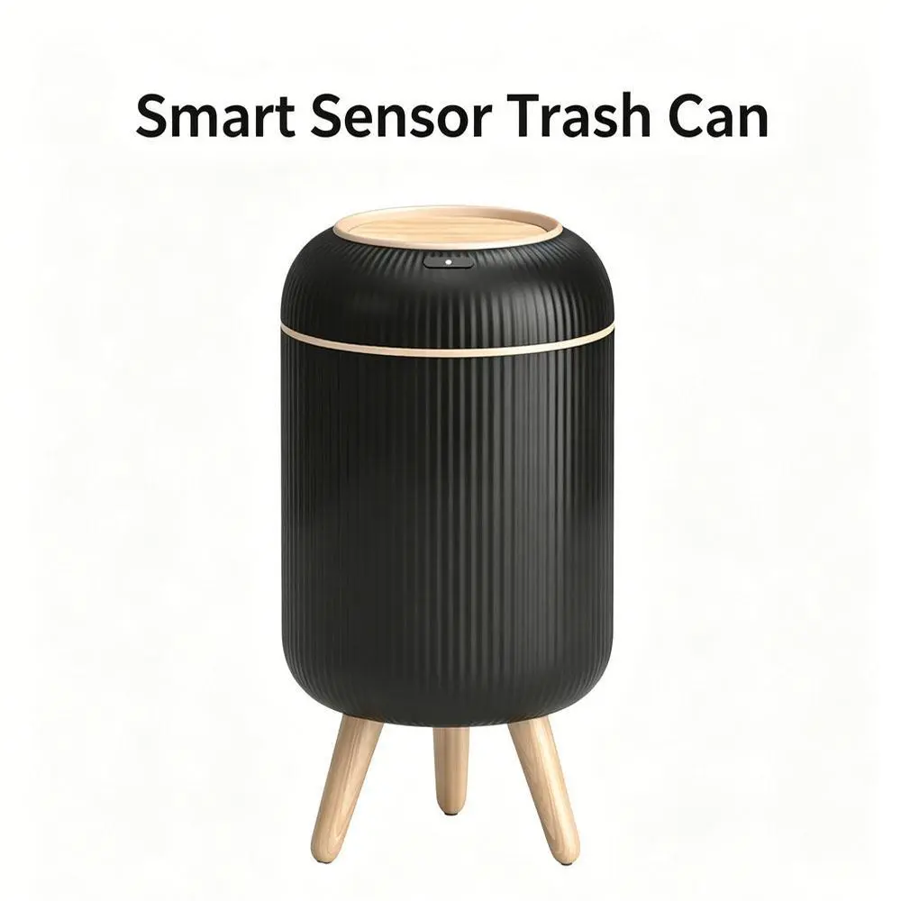 Touchless Induction Water-Resistant Trash Can, Minimalist Nordic Style Space-Saver for Bedroom & Bathroom, Eco-Friendly Multifunctional Household Kitchenware