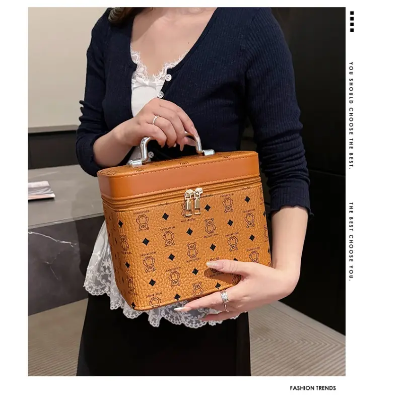 2026 New Cartoon Bear Cross-border Styling Cosmetic Bag Large Capacity Cosmetics Storage Box Box Portable Cosmetic Case