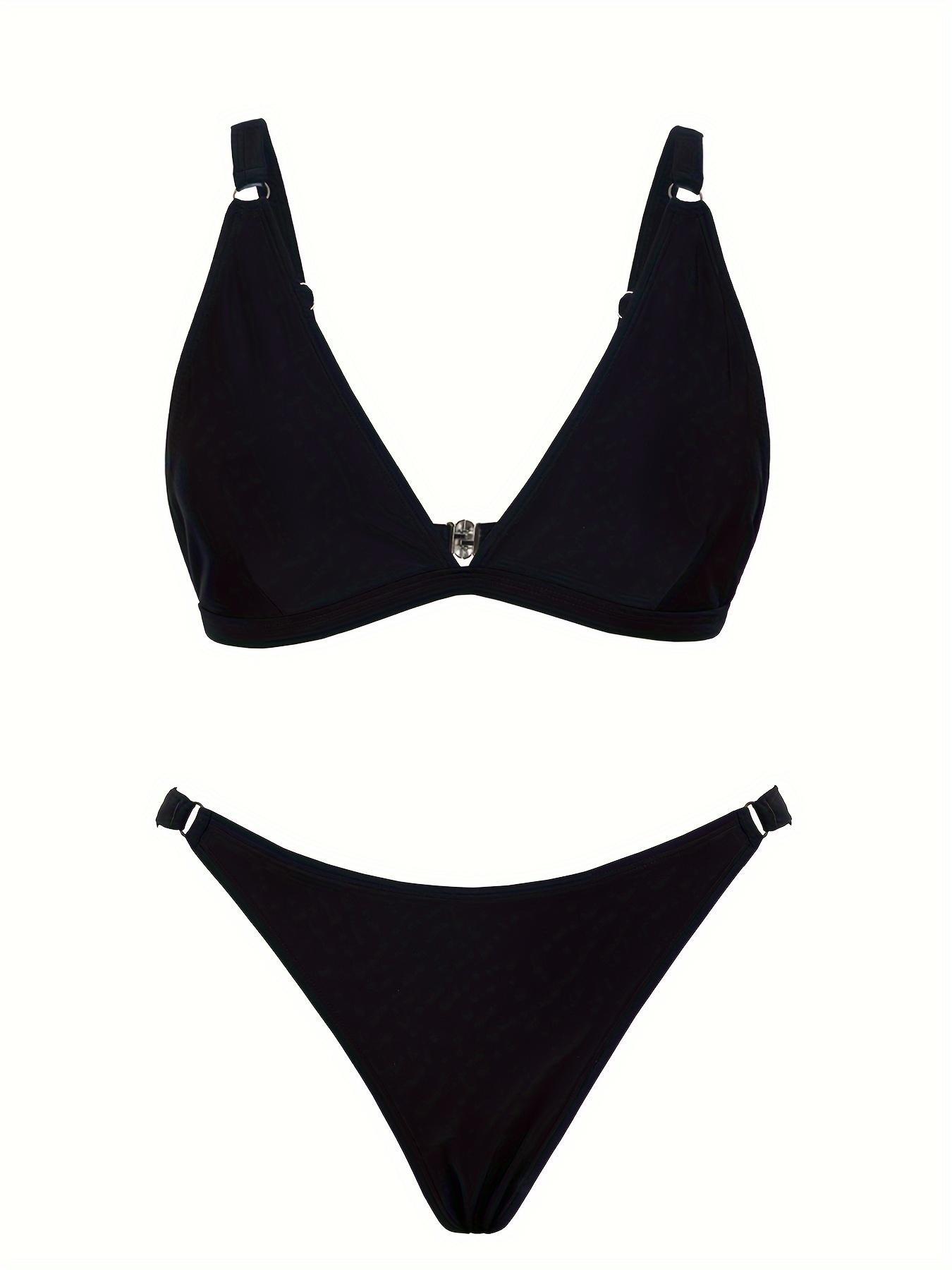 Women's 2026 New Arrival High Cut 2-Piece Triangle Bikini Set - Adjustable Shoulder Straps Swim Top, Fitted Swim Bottom, Adjustable Sizing Style for Summer Beach Pool Vacation, Adjustable Sizing Bikinis Set