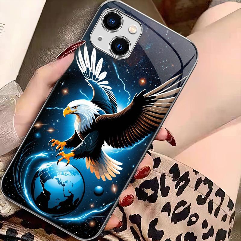 Suitable for [iPhone 13] Light luxury crystal eagle pattern and scorpion glass electroplated mobile phone case, exquisite and gorgeous 995