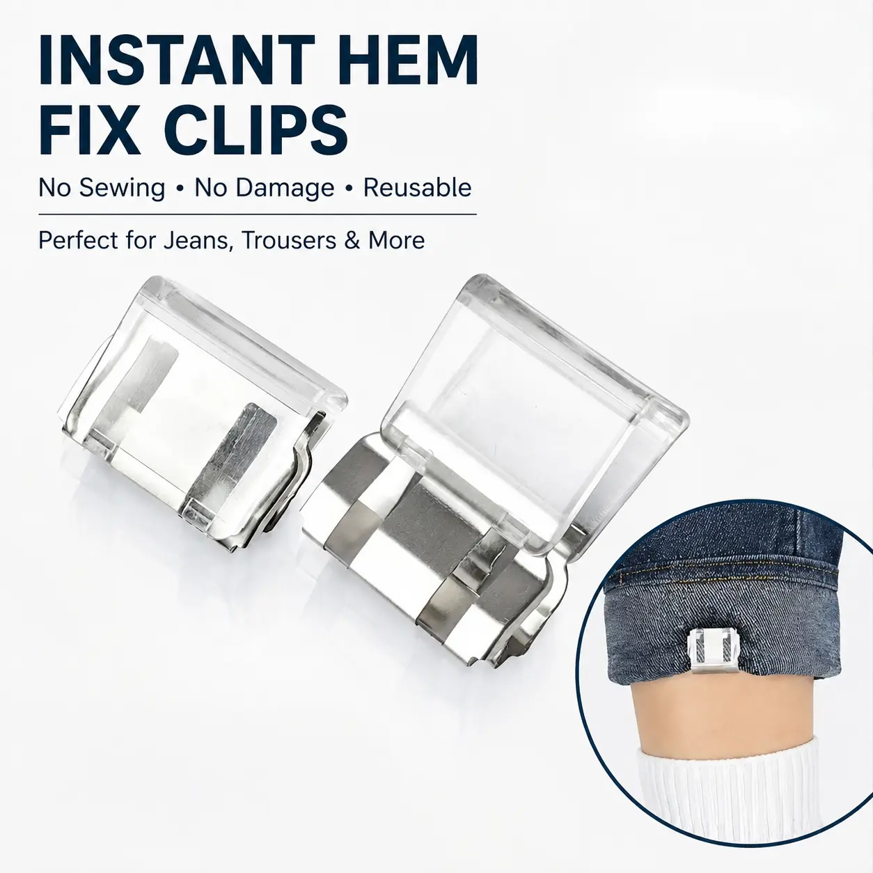 10-Piece Hemming Clips Set, Seamless Adjustable Button Fasteners, Durable Sewing Clips Ideal for Pants Shortening, Customizable Pant Length, Anti-Pull Protection on Ground, Essential Clothing Accessories-YY0