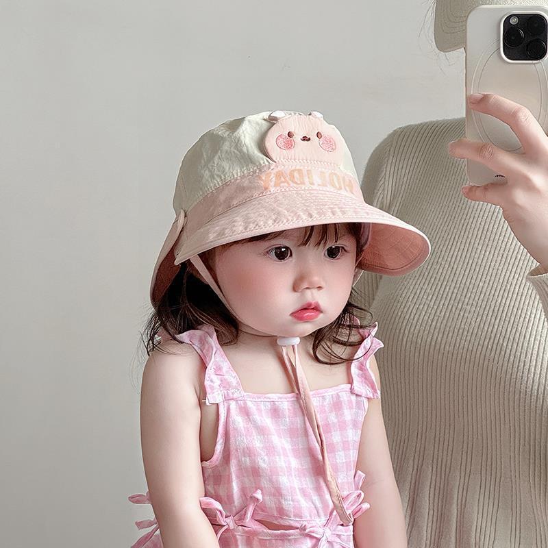 Baby Bucket Hat for Toddler Boys & Girls, Cartoon Wide Brim Sun Hat, Lightweight Quick-Dry Breathable Summer Cap with Adjustable Strap, Soft Sun Protection for Beach, Travel, Park & Outdoor Play