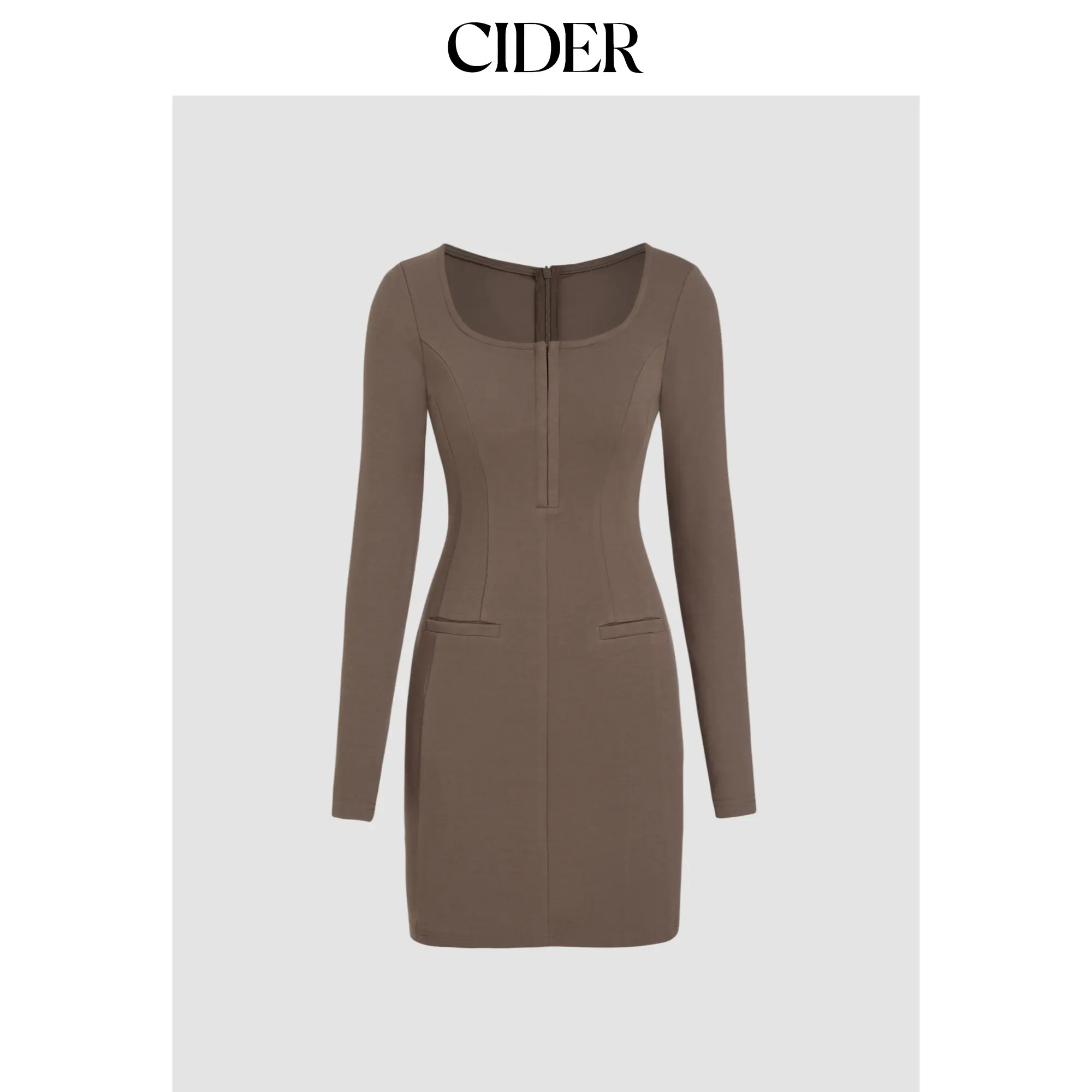 Cider [size 0-10] U-neckline Solid Zipper Mini Dress SohoChic