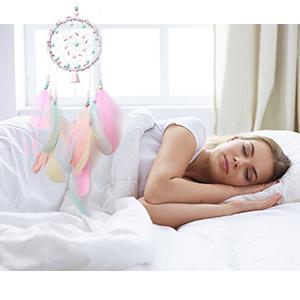 Dreamcatcher Handmade Dream Catchers for Bedroom, Girls Gifts, Pink Colorful Feather