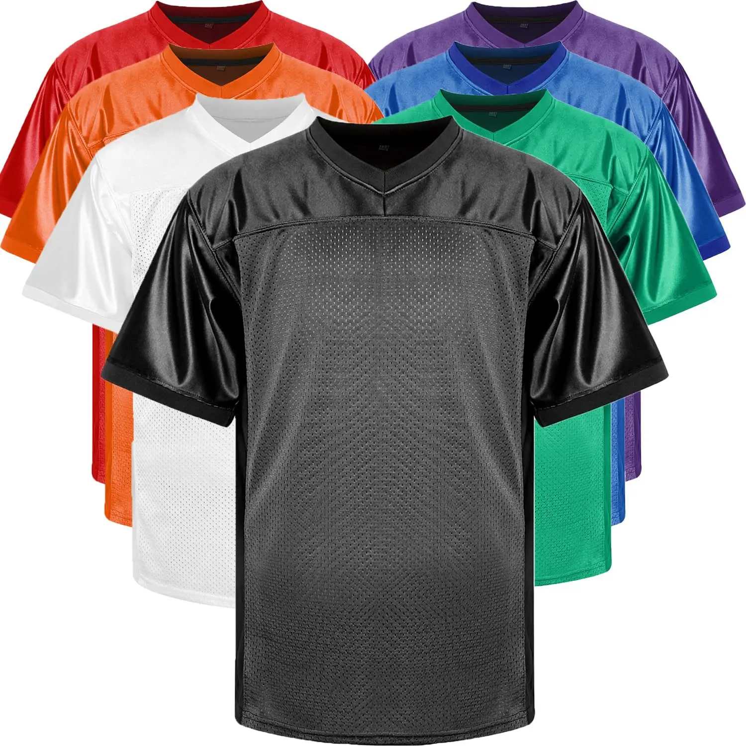 Blank Football Jerseys Mesh Athletic Football Shirt Practice Sports Uniform Black White Jersey Outdoor Sports