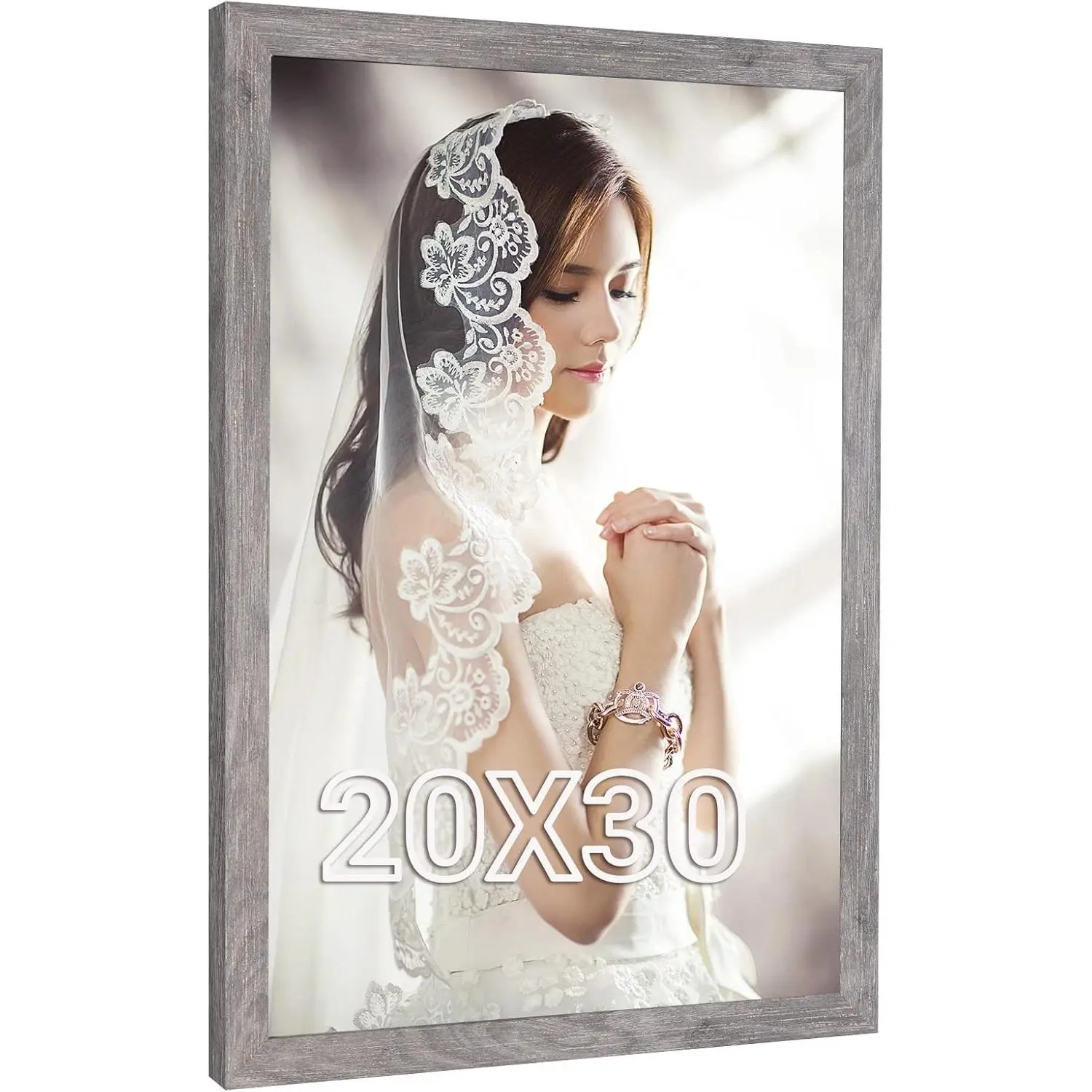 20x30 Rustic Grey Picture Poster Frame, Horizontal Vertical Hanging, Large 20 by 30 Wall Gallery Family Concert Portrait Photo Frame Anniversary Birthday Wedding Thank You Christmas Gift