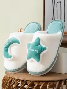 2026 Fashion New Star Moon Plush Slippers for Women, Fall Winter Indoor Home Non-Slip Soft Sole Silent Warm Postpartum Shoes, Couple Style
