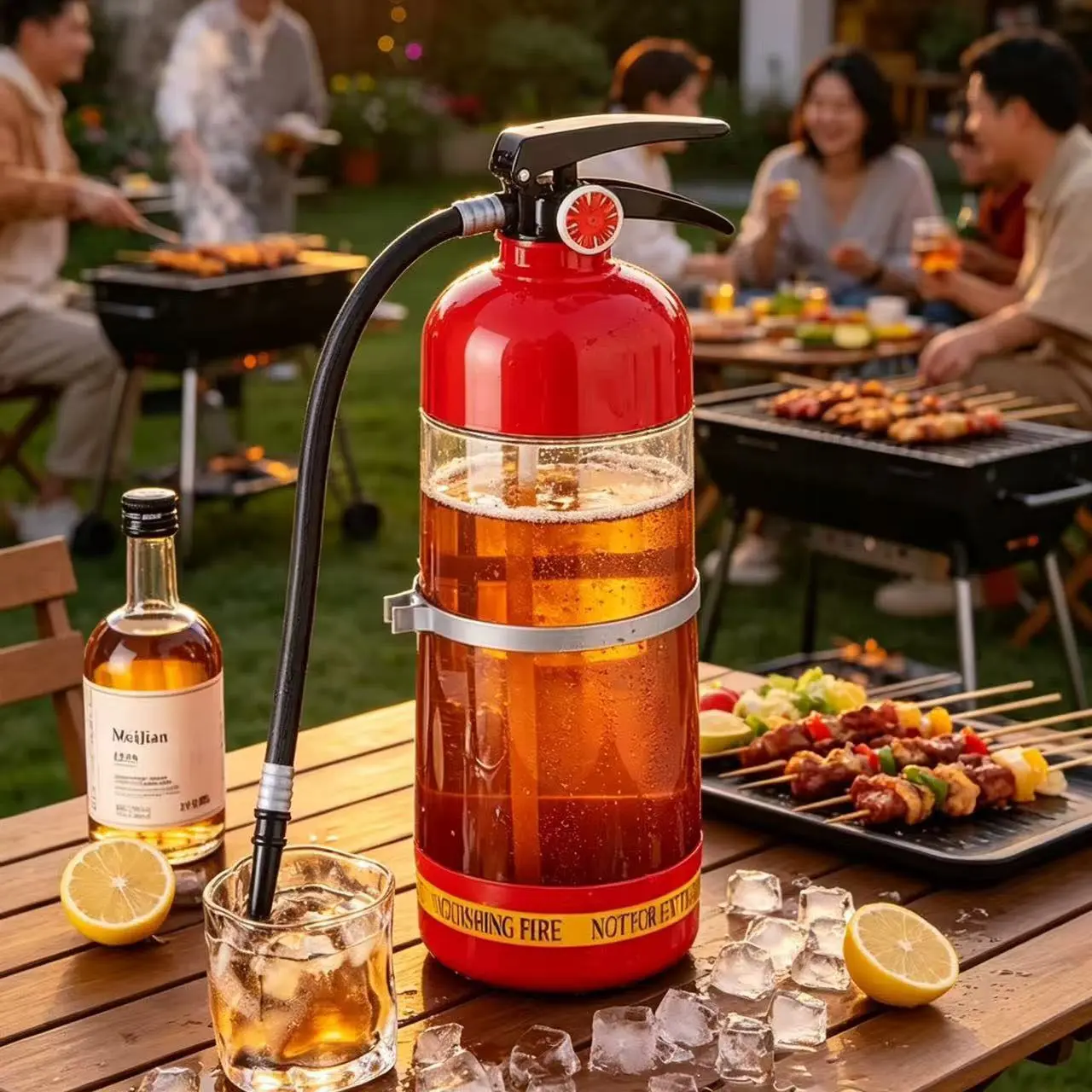Large Capacity Fire Extinguisher Beer Cannon, Creative Beverage Bucket, Container and Beer Dispenser for Parties, Ktv, Outdoor BBQ, Bars, Restaurants