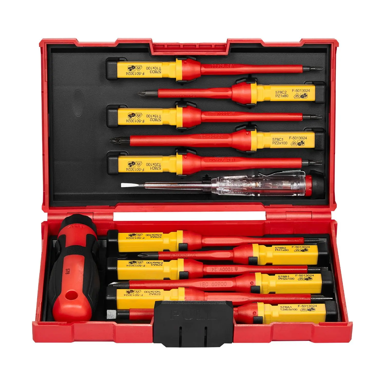 Insulated Screwdriver Set, 13-Piece Professional Electrical Screwdriver Set, 1000V Insulated Electrician Tool Set, with Magnetic Phillips Slotted Pozi Torx Tips, Screwdrivers, for Electricians