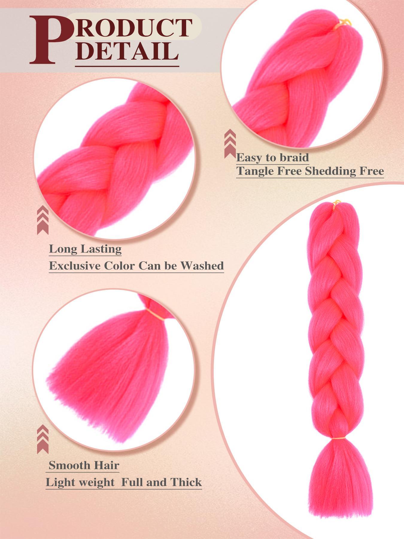 Jumbo Box Braiding Hair Extensions, Colorful Braiding Hair, Synthetic Rainbow Colors Braiding Hair for Women Girls Cosplay Party, Knotless Box Braid