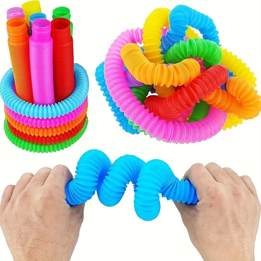 20 Sensory Tube Toys for Youngsters - Colorful Decompressing Toy for Fine Motor Skills - Unique Basket Filler - Randomized Colors