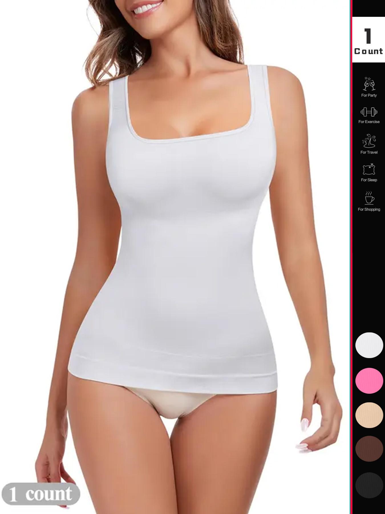 Women Tummy Control Shapewear Tank Tops Seamless Square Neck Smooth Compression Tops Slimming Body Shaper Camisole