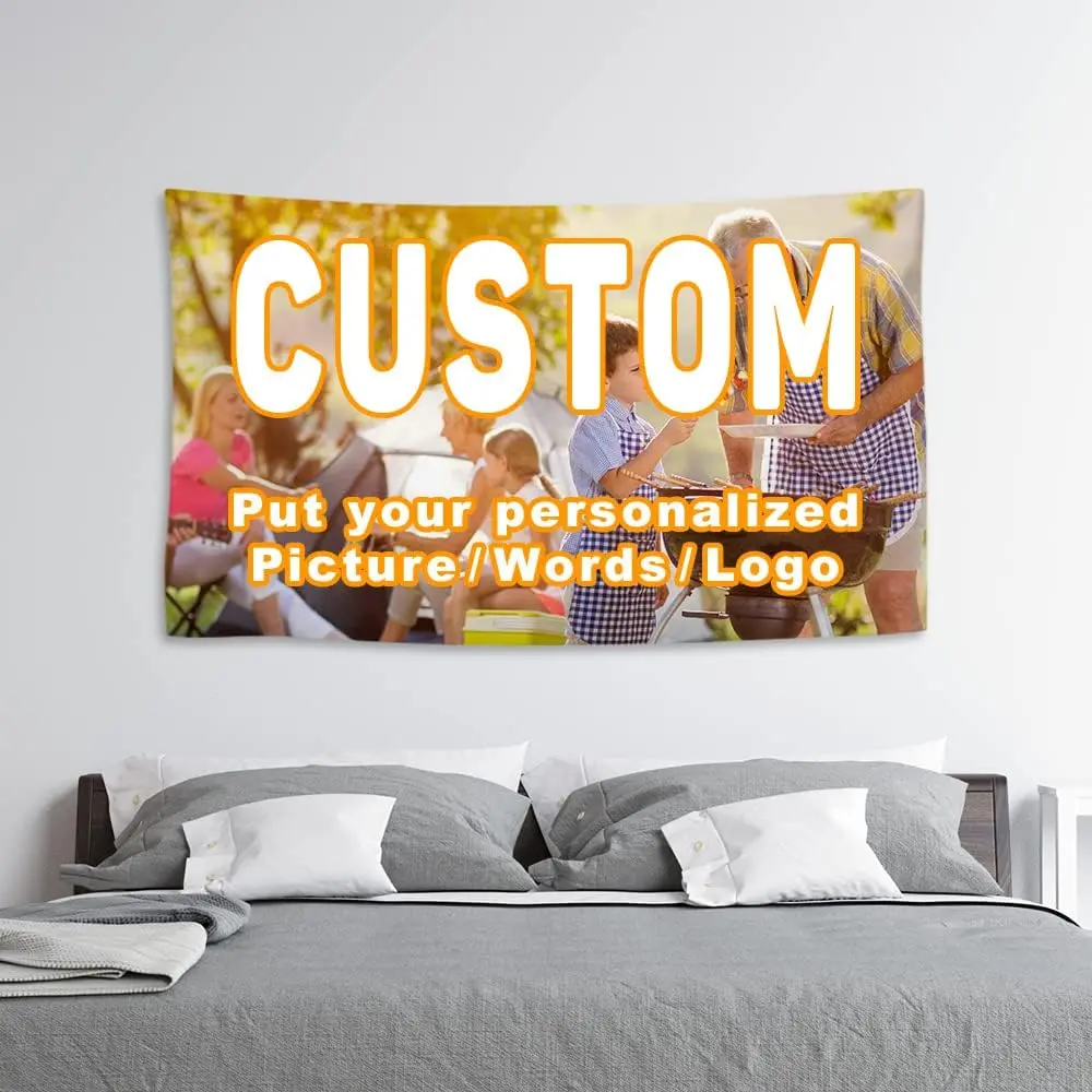 KafePross Custom Tapestry Upload Images Wall Hanging Art 3 x 5 FT Personalized Your Favorite Picture Text Dorm Banner for Bedroom