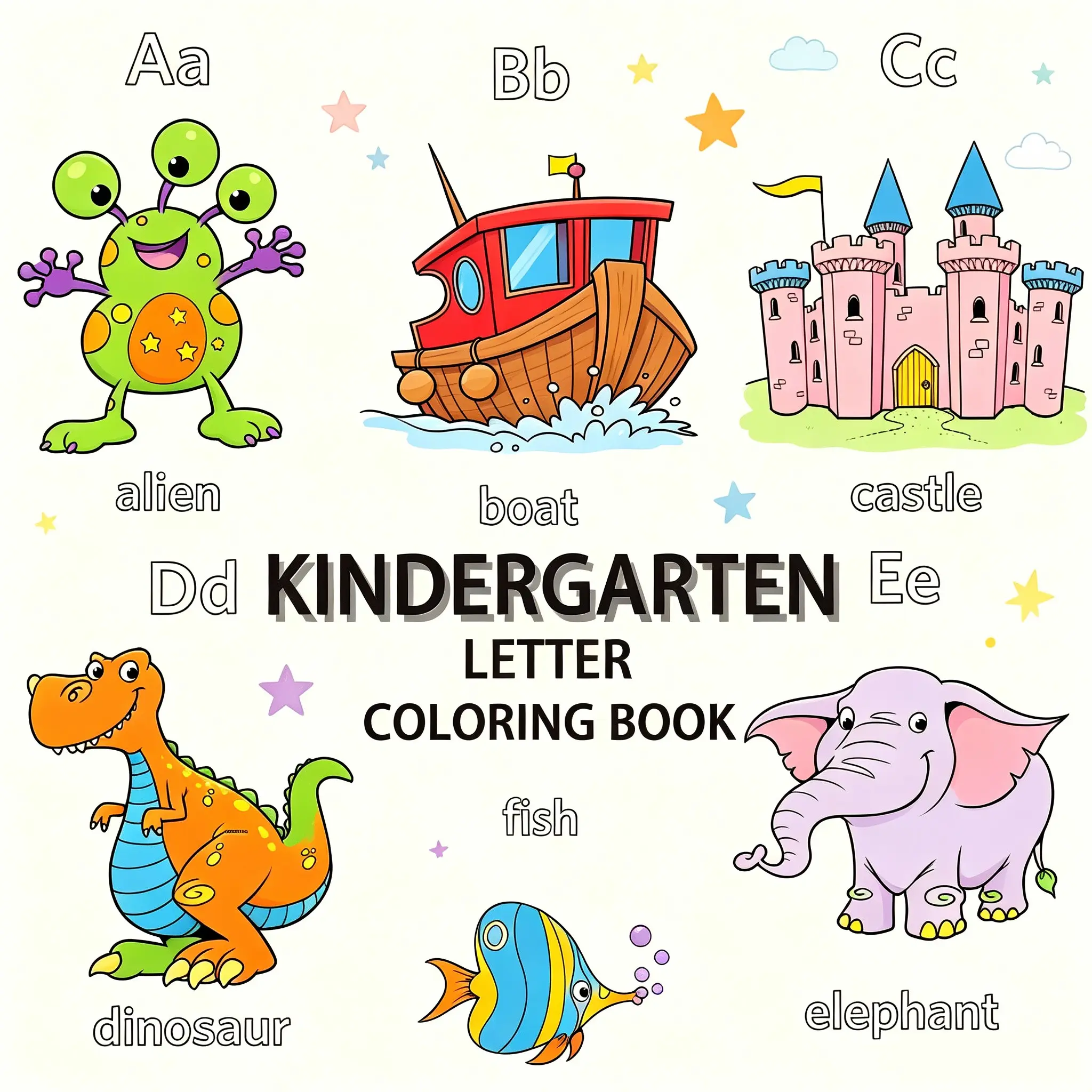 Alphabet Letter Coloring Book for Kindergarten Toddlers, ABC Animal Cartoon Activity Book Preschool Learning Fine Motor Skills Kids Drawing Book,Back-to-school gifts,Suitable for preschool children,Kindergarten Bold & Cute Coloring Book