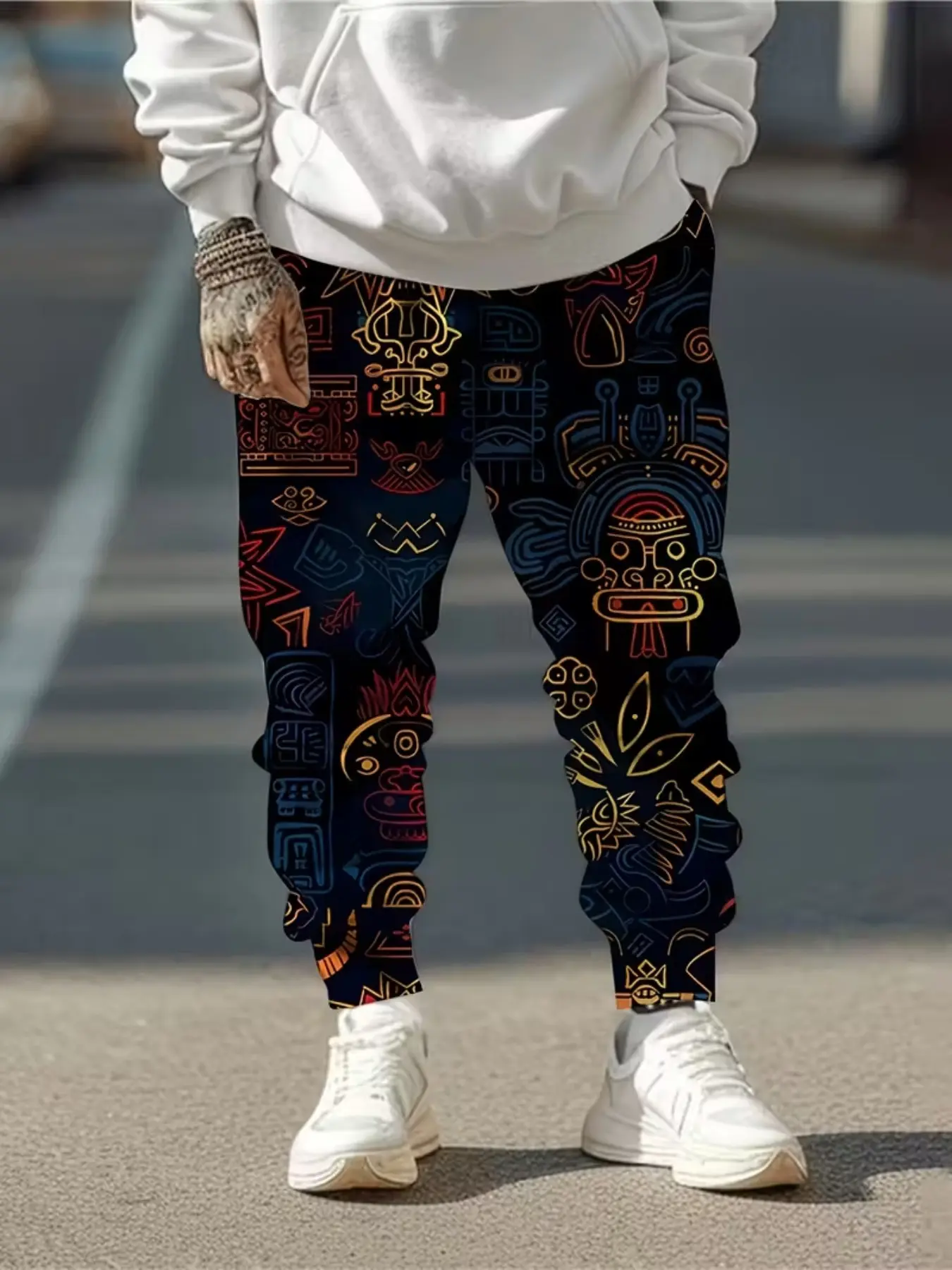 Men's Sweatpants with Digital Print, Camouflage Pattern, Casual Loose Fit, Spring & Fall, Perfect for Dates and Vacations, Ideal Gift