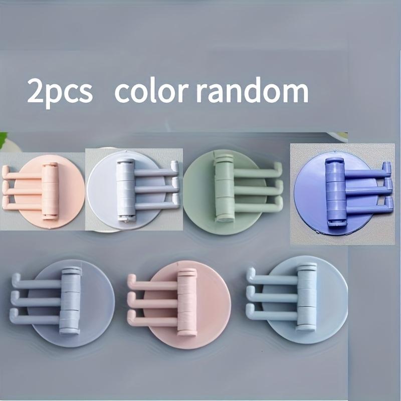 2-Pack Multi-Functional Wall Mount Shelf, No Drilling Adhesive Hooks, Rotating Strong Stick-On Hangers, Kitchen & Bathroom Organizer