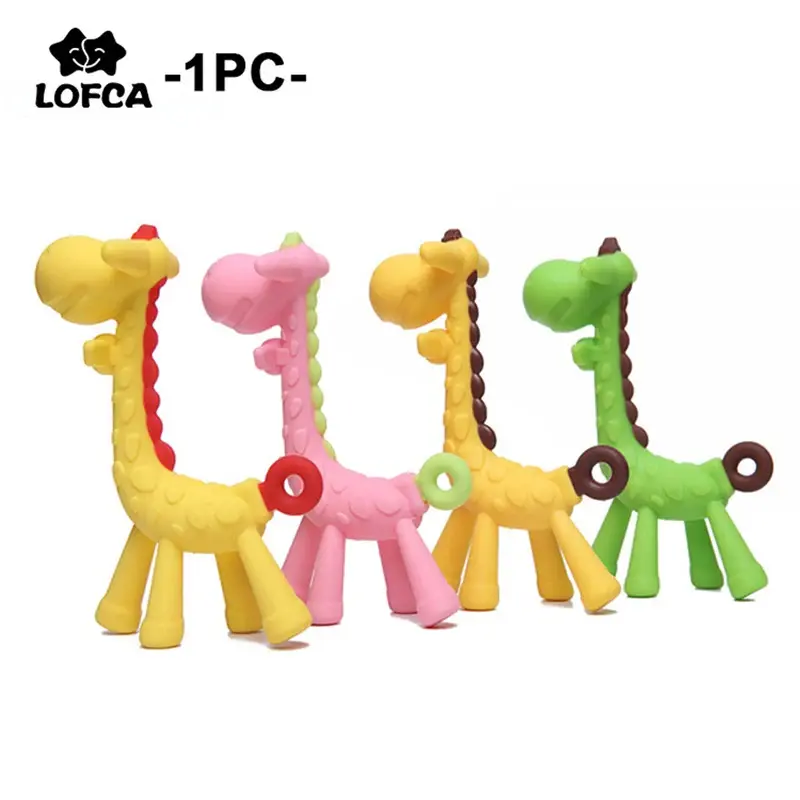 1PC Food-Grade BPA-Free Silicone Giraffe Teether Toy - 8*12.5 cm Animal Silicone Beads, DIY Baby Teething Necklace Accessory with Massage Function for 0-2 Years Infants (Stress Relief Toy)