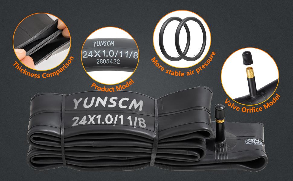 AGS 2-PCS 24"x1.0" Heavy Duty Wheelchair Tubes 24x1 1/8 Wheelchair Tubes AV32mm 25/28-540 Inner Tubes Compatible with 24x1.0 24 x 1 1/8 24x1 1-8 Wheelchair Tire Tubes Schrader Valve