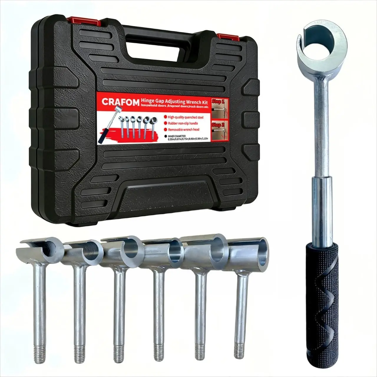 Door Hinge Adjustment Tool, 6 in 1 Door Hinge Repair With Box,Hinge Adjuster Tool, Hinge Gap Adjustment Wrench Tool Set, Hinge Bender Tool, 6 Replaceable Sagging Door Hinge