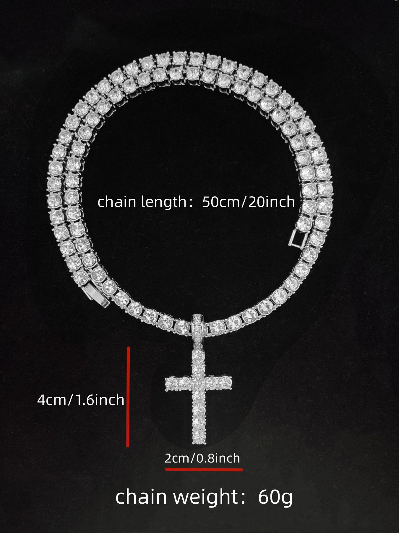Unisex Easter Rhinestone Cross Pendant Necklace, Hip Hop Necklace, Fashion Elegant All-match Stainless Steel Jewelry Accessories Unisex Easter Rhinestone Cross Pendant Necklace, Hip Hop Necklace, Fashion Elegant All-match Stainless Steel Jewelry Accessories