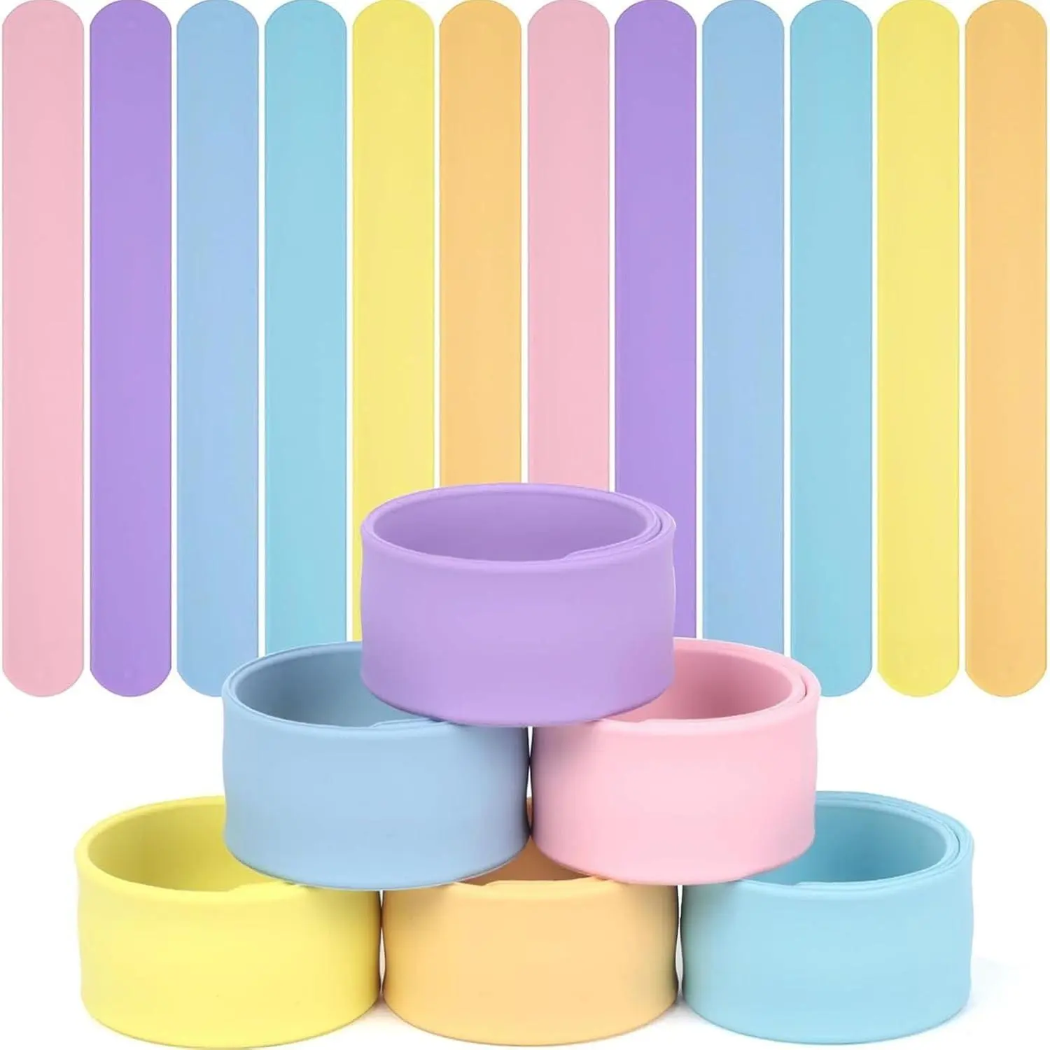 12PCS Silicone Slap Bracelets, Colorful Snap Bracelet for DIY Kids Gifts, Classroom Prizes, Party Favors