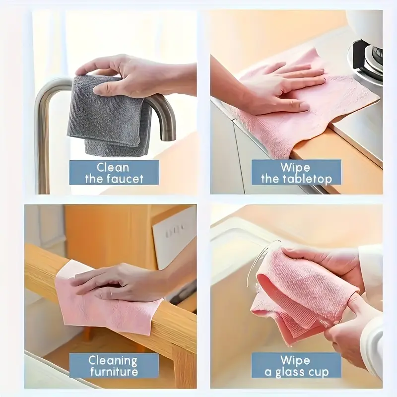 50pcs/1Roll Multi-Color Reusable Microfiber Towel Roll, Independently Packaged, Tear-Off Design, Heavy-Duty Water Absorption, Quick Drying, Suitable for Kitchen, Bathroom Cleaning, Wiping, Outdoor, RV, Over 50 Environments