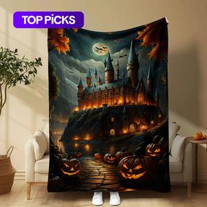 hogwarts castle pattern blanket, soft comfortable throw blanket, halloween cool bedroom bedding blankets, warm napping blanket for home office travel, christmas gifts, christmas decorations