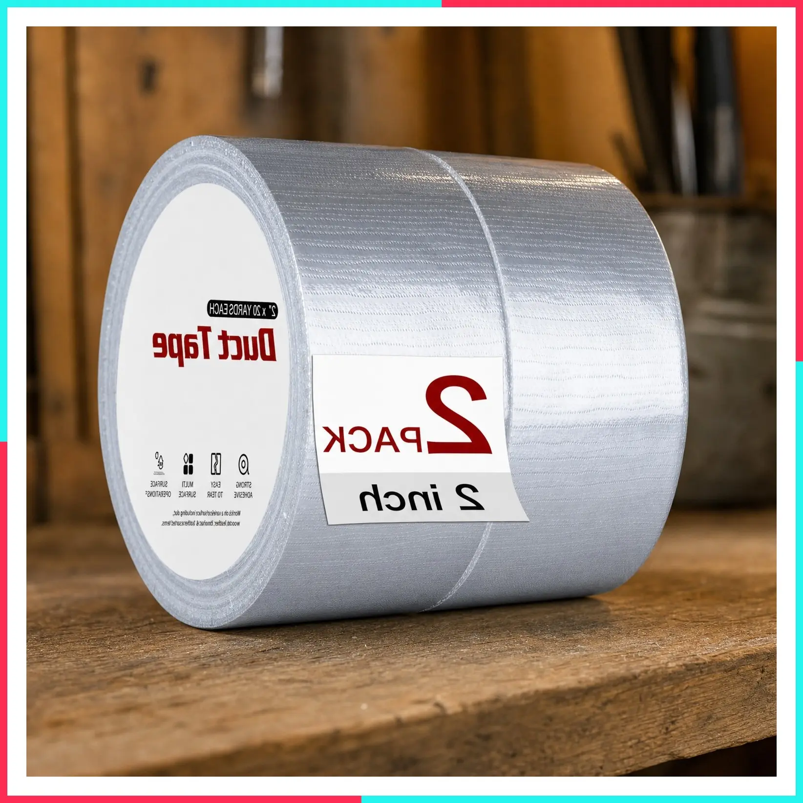 2 Pack Heavy Duty Waterproof Silver Duct Tape, 40 Yards x 2 Inch, Strong Adhesive for Indoor & Outdoor Repairs
