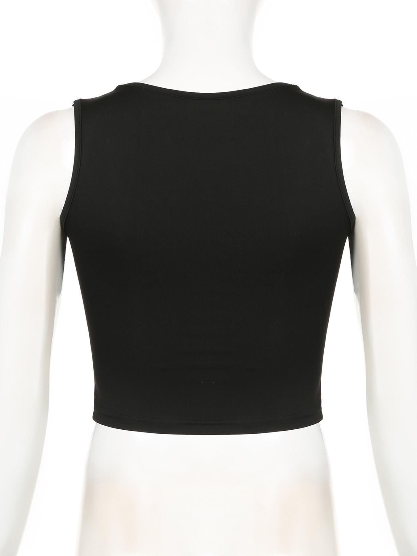 Women's Plain Ruched Square Neck Crop Tank Top, Casual Sleeveless Cropped Top for Fall, Minimalist Basic Short Tops, Ladies Clothes for Daily Wear, Summer Top