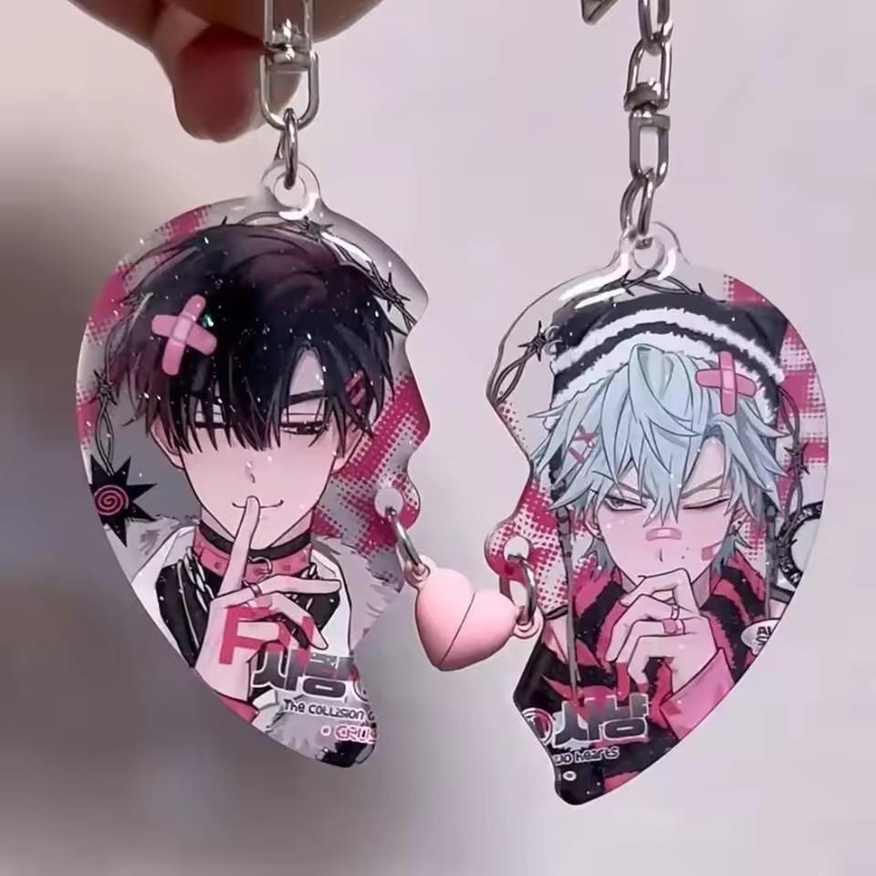2pcs ALIEN STAGE Anime Couple Keychain Alienstage Ivan Till Luka Hyuna Magnetic Acrylic Pendant Backpack lovers Pendant Gift